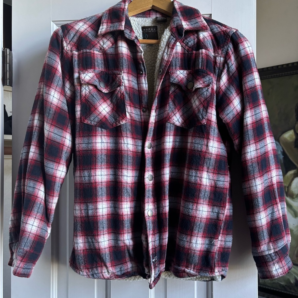 Roper Red and Black Plaid Sherpa-Lined Shirt